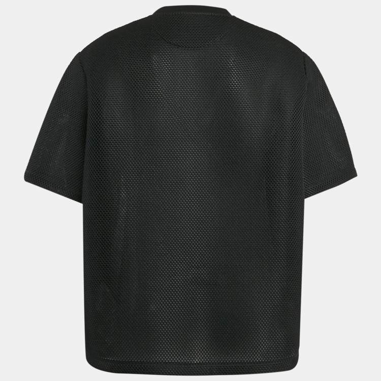Pre Owned Valentino Black Logo Print Cotton Mesh Oversized T-Shirt S