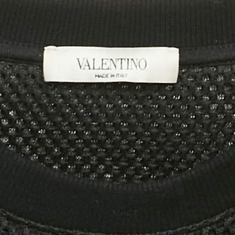 Pre Owned Valentino Black Logo Print Cotton Mesh Oversized T-Shirt S
