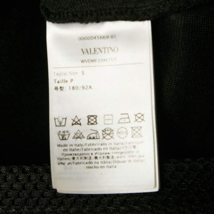 Pre Owned Valentino Black Logo Print Cotton Mesh Oversized T-Shirt S