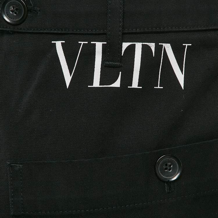 Pre Owned Valentino Black Gabardine Tapered Cargo Pants XXL