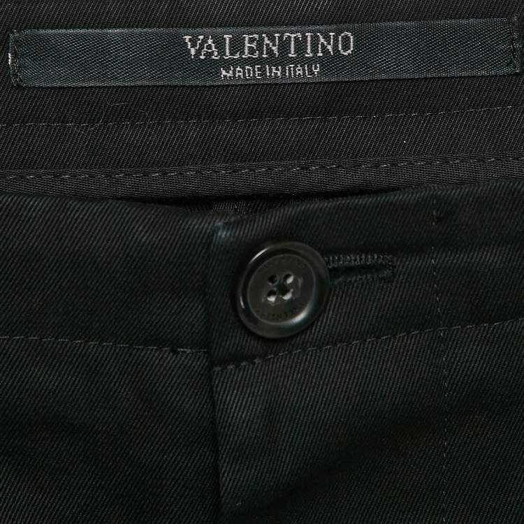 Pre Owned Valentino Black Gabardine Tapered Cargo Pants XXL