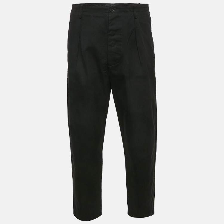Pre Owned Valentino Black Gabardine Tapered Cargo Pants XXL