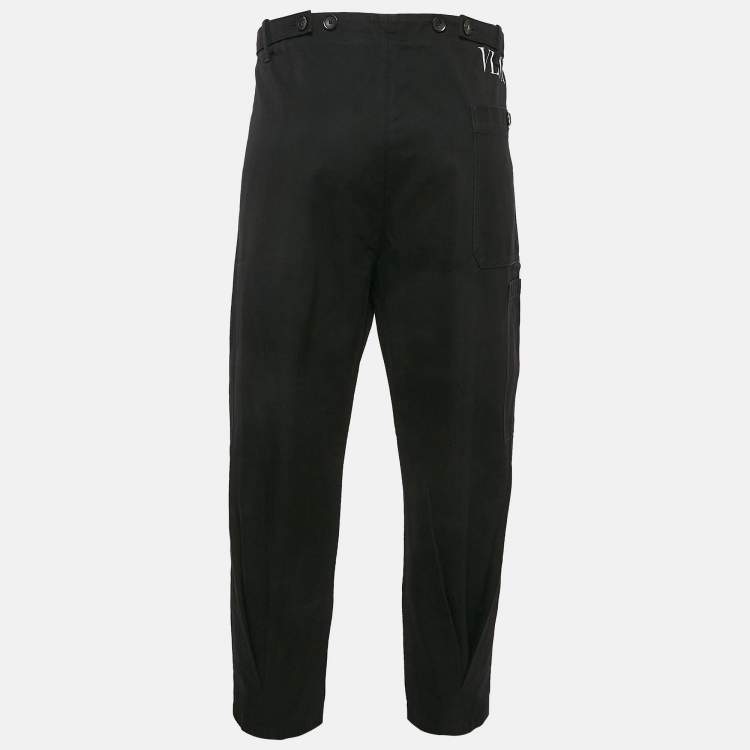 Pre Owned Valentino Black Gabardine Tapered Cargo Pants XXL