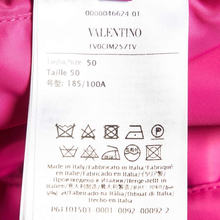 Pre Owned Valentino Pink Nylon Rockstud Detail Padded Oversized Jacket L