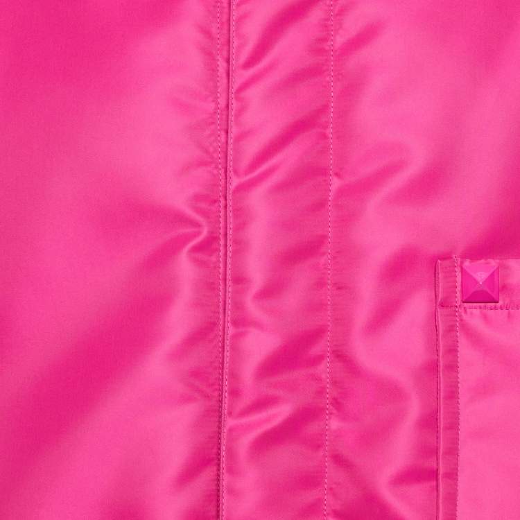 Pre Owned Valentino Pink Nylon Rockstud Detail Padded Oversized Jacket L