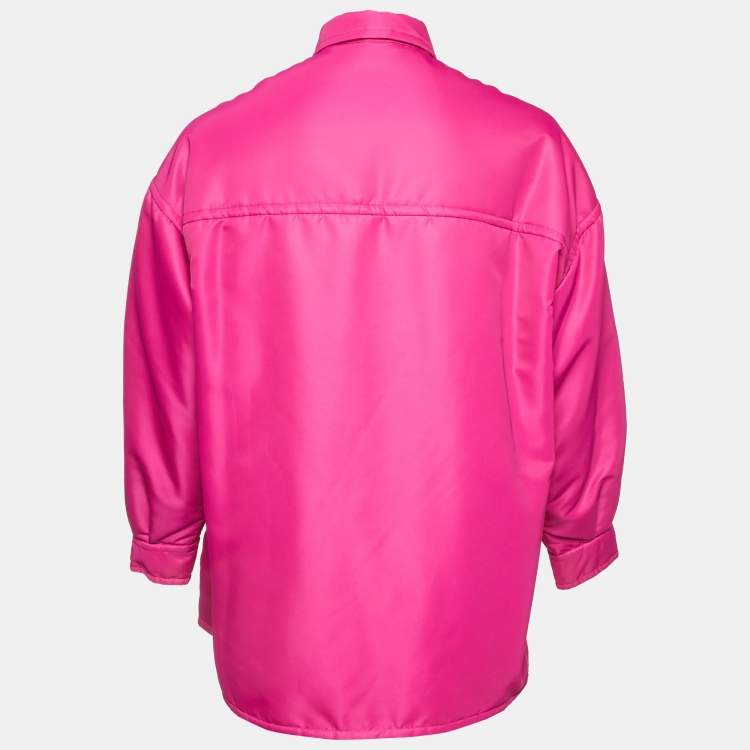 Pre Owned Valentino Pink Nylon Rockstud Detail Padded Oversized Jacket L