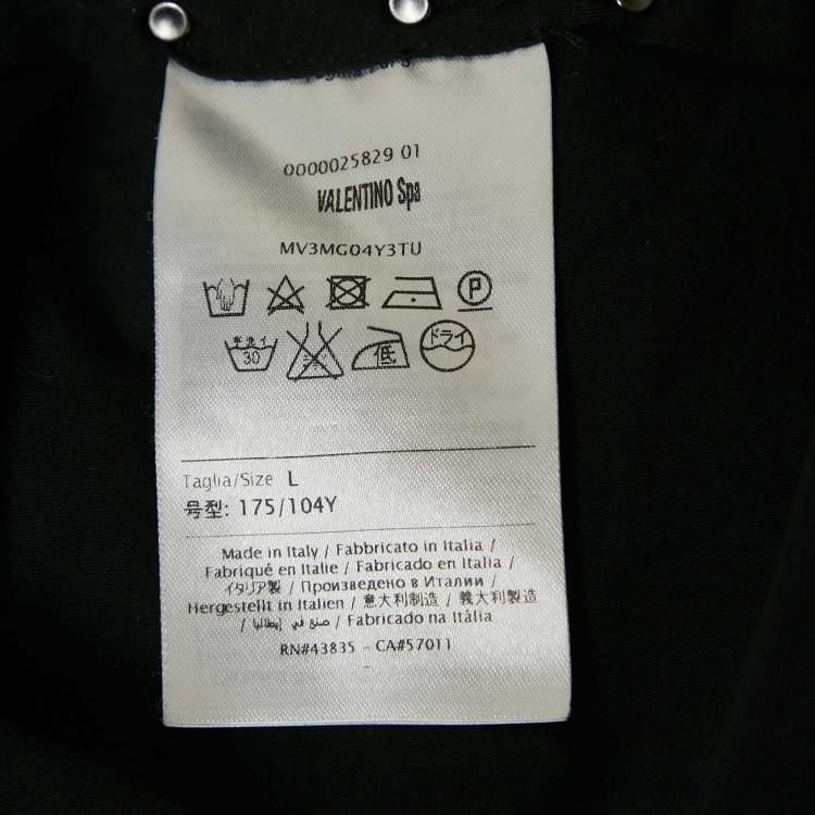 Pre Owned Valentino Black Cotton Knit Rockstud T-Shirt L