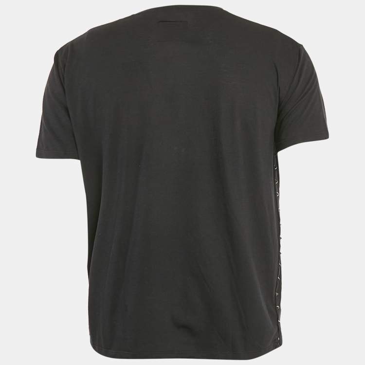 Pre Owned Valentino Black Cotton Knit Rockstud T-Shirt L