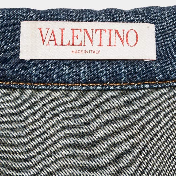Pre Owned Valentino Blue Washed Denim Short Sleeve Shirt S