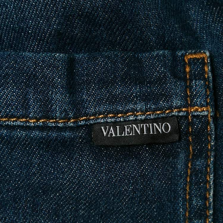 Pre Owned Valentino Blue Washed Denim Shorts M