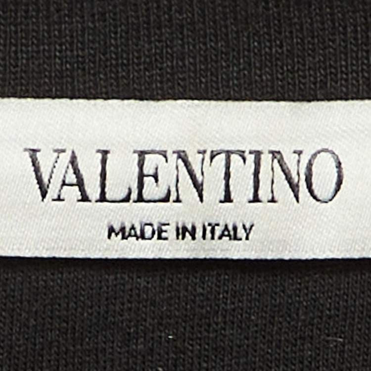 Pre Owned Valentino Black VLTN Logo Cotton Crew Neck T-Shirt L