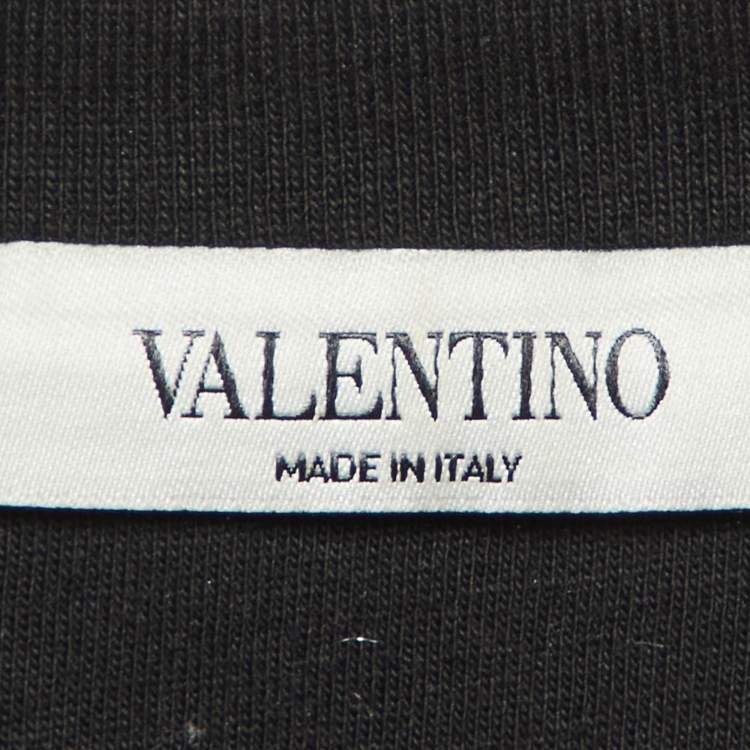 Pre Owned Valentino Black VLTN Logo Cotton Crew Neck T-Shirt L