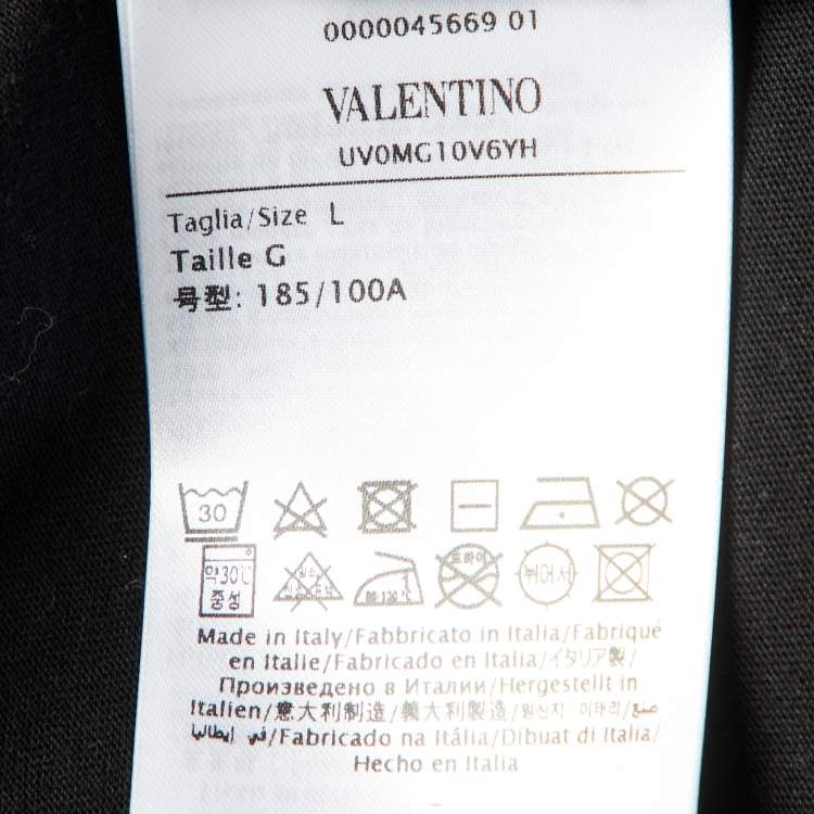 Pre Owned Valentino Black VLTN Logo Cotton Crew Neck T-Shirt L