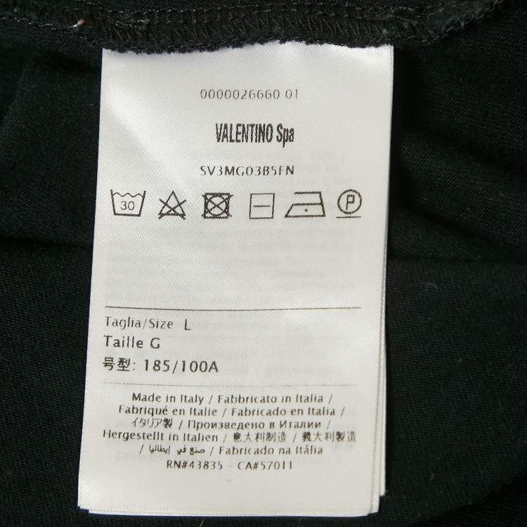Pre Owned Valentino Black Logo Print Jersey Crewneck T-Shirt L