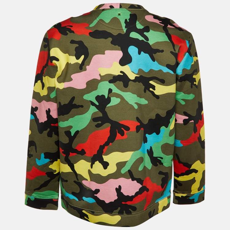 Pre Owned Valentino Multicolor Camouflage Print Neoprene Sweatshirt XL