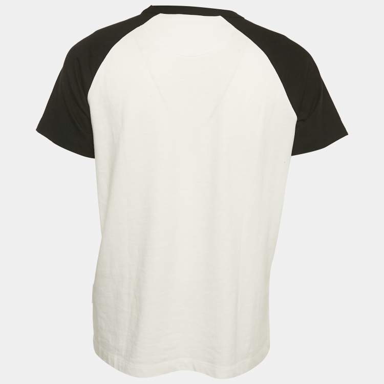 Pre Owned Valentino White/Black Printed Jersey Raglan Sleeve T-Shirt M