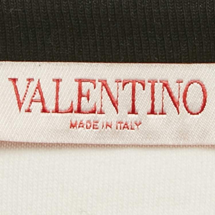 Pre Owned Valentino White/Black Printed Jersey Raglan Sleeve T-Shirt M