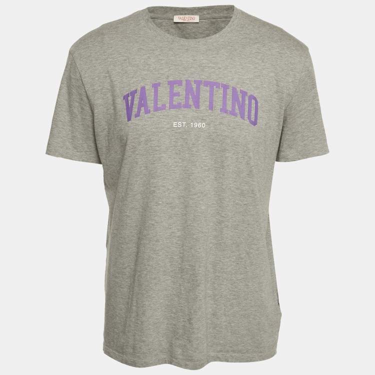 Pre Owned Valentino Grey Printed Jersey T-Shirt L