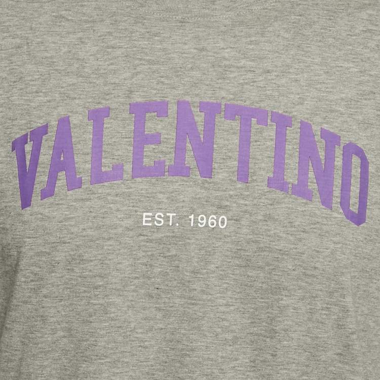 Pre Owned Valentino Grey Printed Jersey T-Shirt L