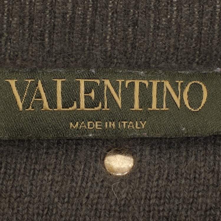 Pre Owned Valentino Green Camouflage Print Cashmere Knit Sweatshirt L