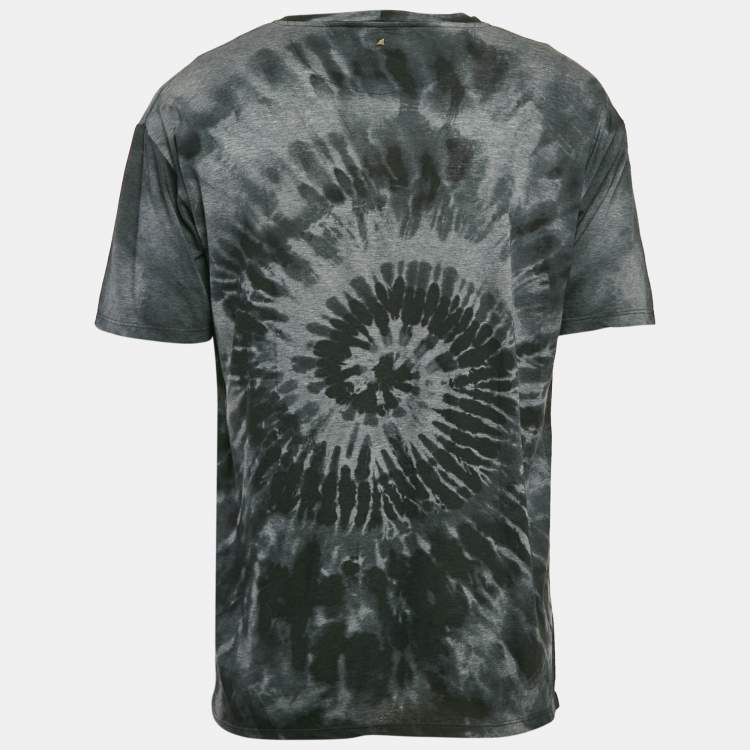 Pre Owned Valentino Black Tie Dye Print Jersey Crewneck T-Shirt XL
