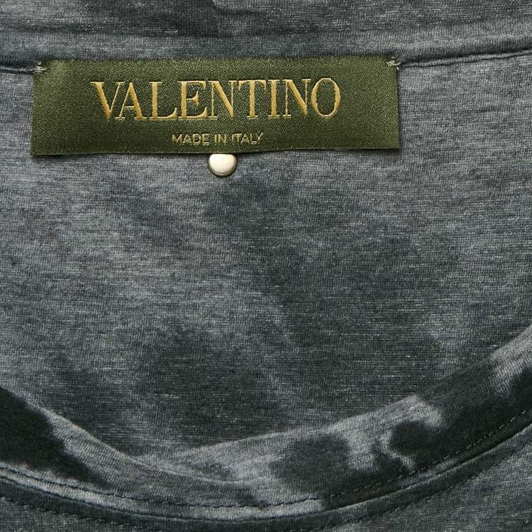 Pre Owned Valentino Black Tie Dye Print Jersey Crewneck T-Shirt XL