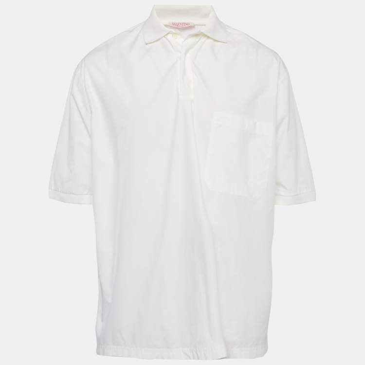 Pre Owned Valentino White Cotton Oversized Short Sleeve Shirt XS
