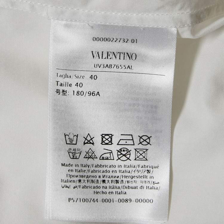 Pre Owned Valentino White Cotton Vlogo Print Sleeve Shirt M