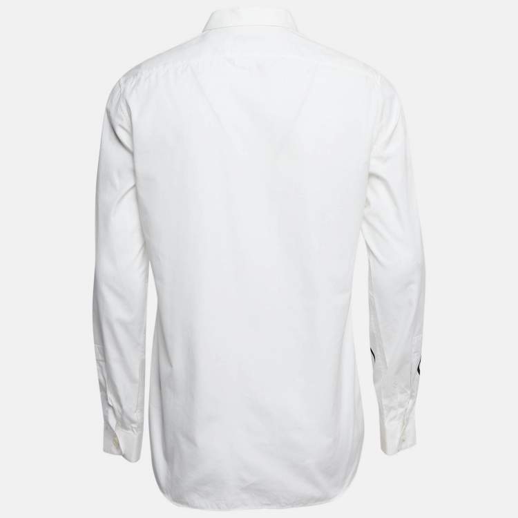 Pre Owned Valentino White Cotton Vlogo Print Sleeve Shirt M