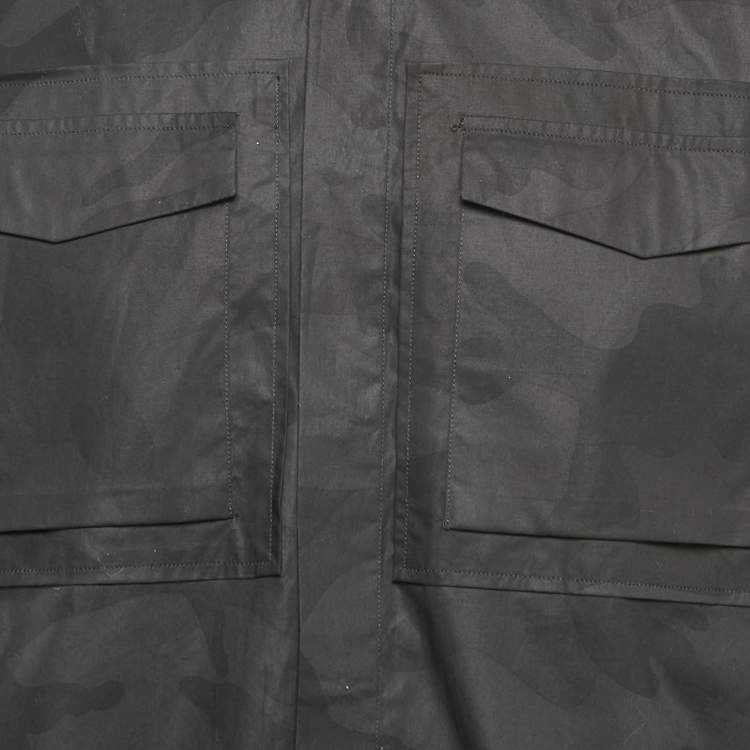 Pre Owned Valentino Black Camouflage Cotton Long Sleeve Shirt L