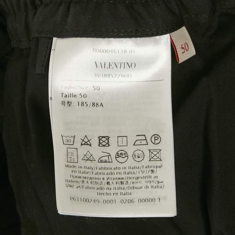 Pre Owned Valentino Black Cotton Elastic Waist Pantts L