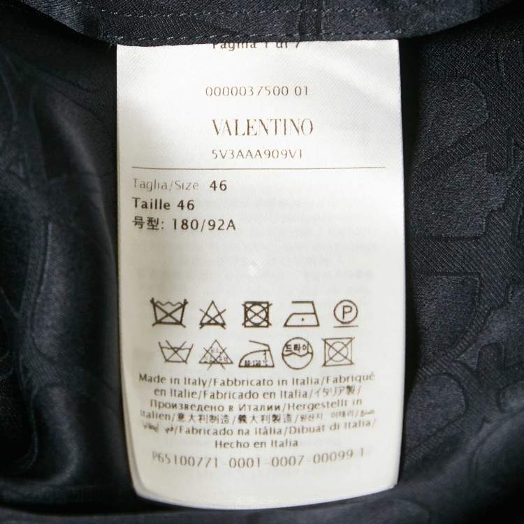 Pre Owned Valentino Black Silk Logo Jacquard Oversized Bowling Shirt S