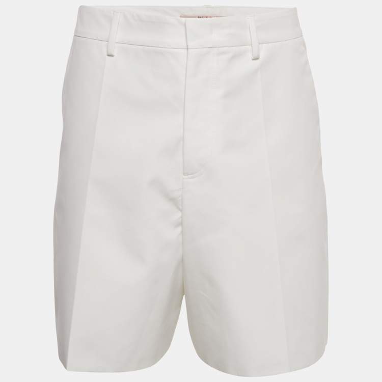 Pre Owned Valentino White Cotton Straight Leg Shorts M