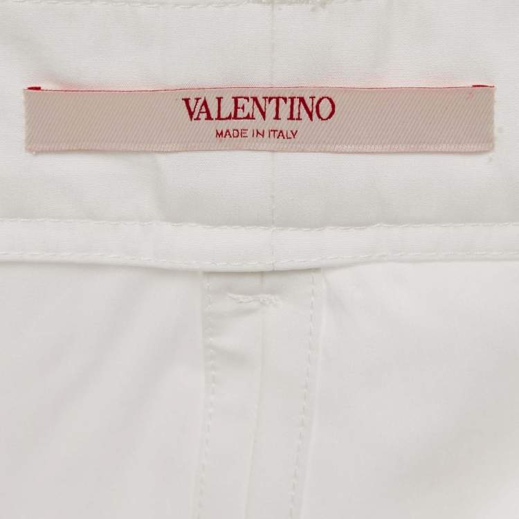 Pre Owned Valentino White Cotton Straight Leg Shorts M
