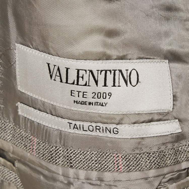 Pre Owned Valentino Grey Wool Blend Tailored Single Breasted Blazer L
