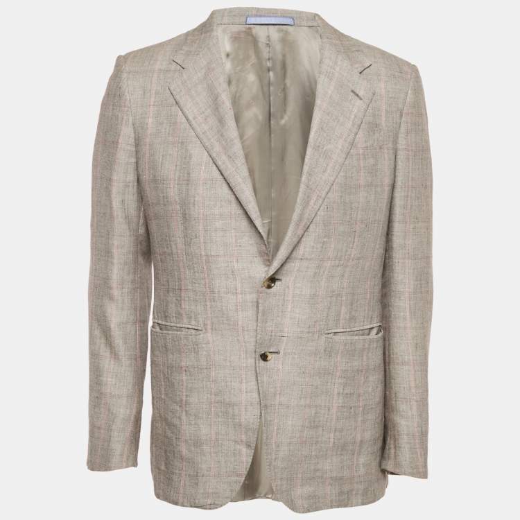 Pre Owned Valentino Grey Wool Blend Tailored Single Breasted Blazer L