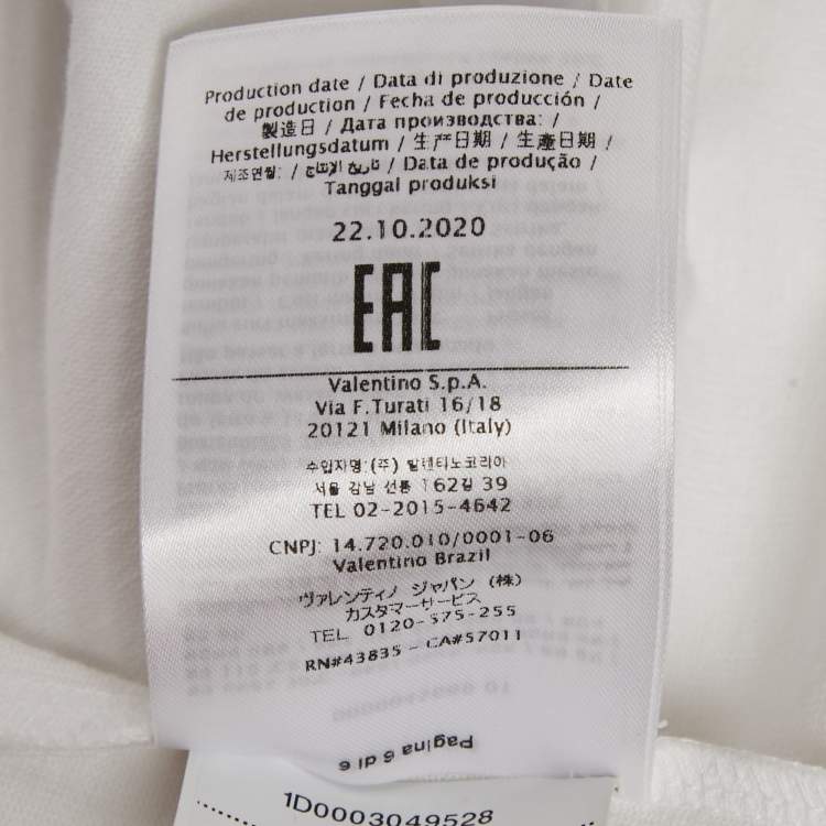 Pre Owned Valentino White Logo Print Cotton Boxy Crew Neck T-Shirt M 