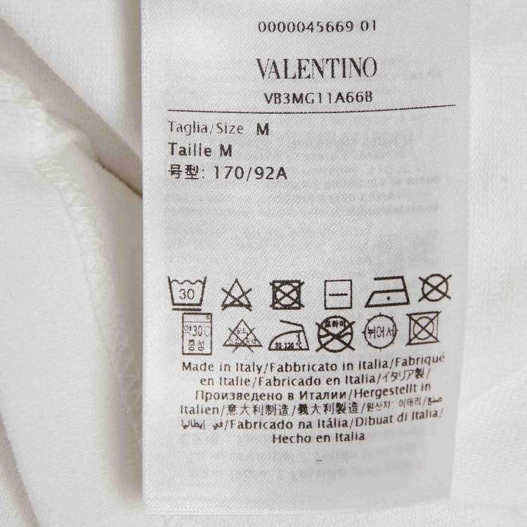 Pre Owned Valentino White Logo Print Cotton Boxy Crew Neck T-Shirt M 
