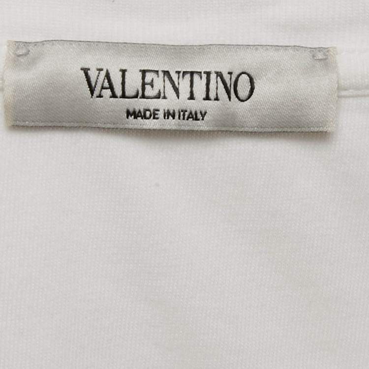 Pre Owned Valentino White Logo Print Jersey T-Shirt XL