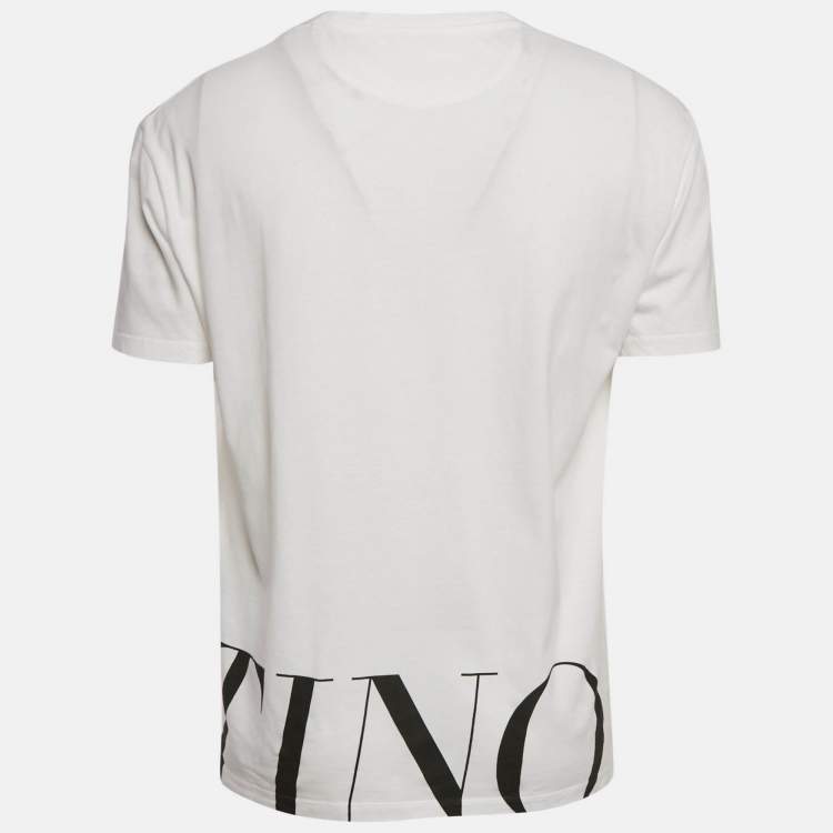 Pre Owned Valentino White Logo Print Jersey T-Shirt XL