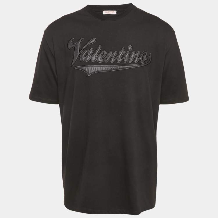Pre Owned Valentino Black Embroidered Regular Fit T-Shirt XXL