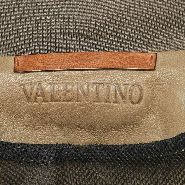 Pre Owned Valentino Grey Leather Zip-Up Jacket XL