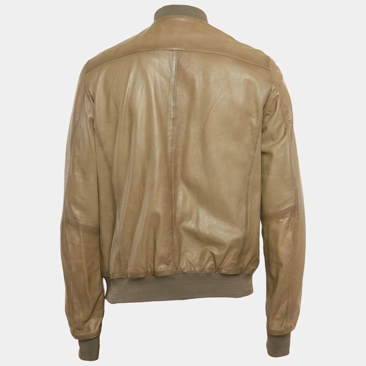 Pre Owned Valentino Grey Leather Zip-Up Jacket XL