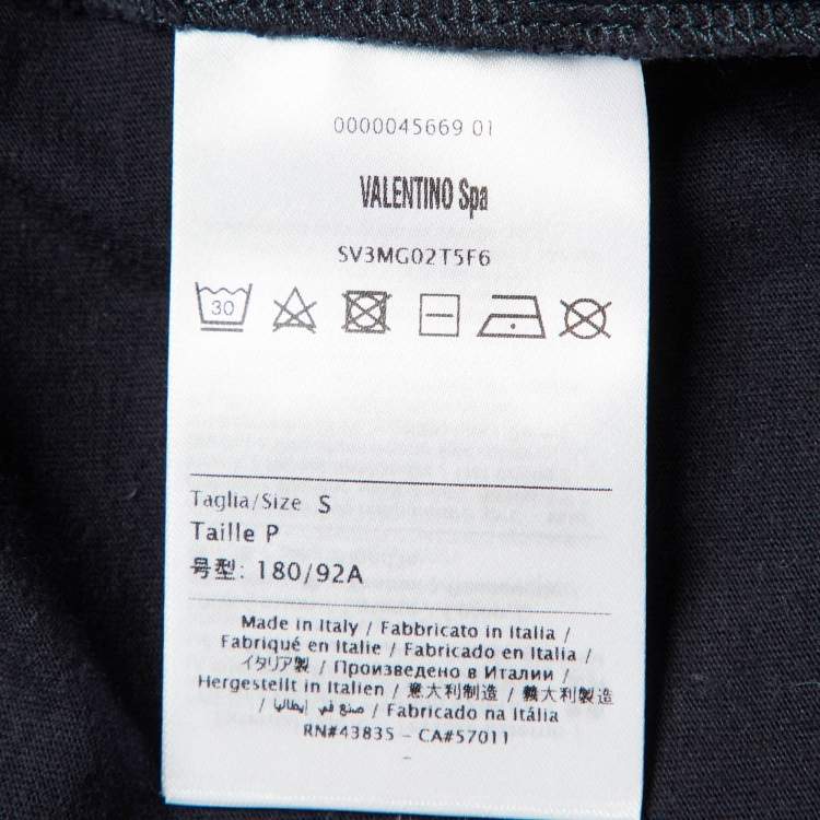 Pre Owned Valentino Navy Blue V Logo Cotton Crew Neck T-Shirt S