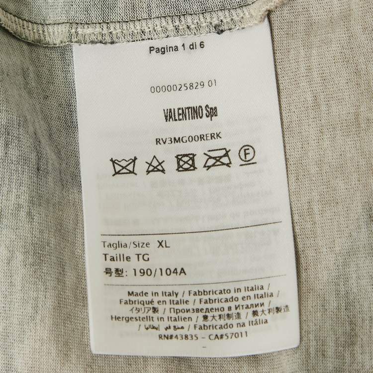 Pre Owned Valentino Dark Green Camouflage Print Cotton Applique Detail T-Shirt XL 