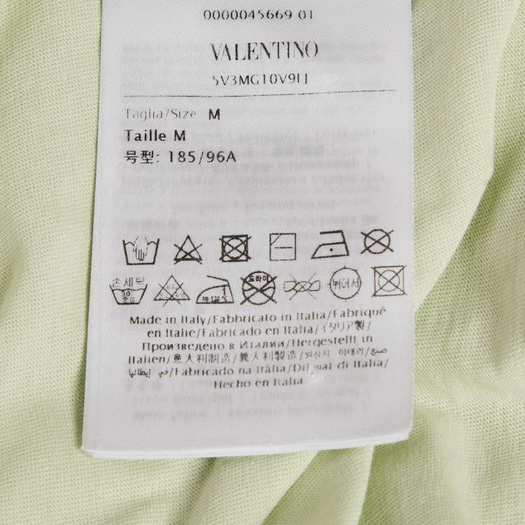 Pre Owned Valentino Mint Green Logo Applique Jersey T-Shirt M
