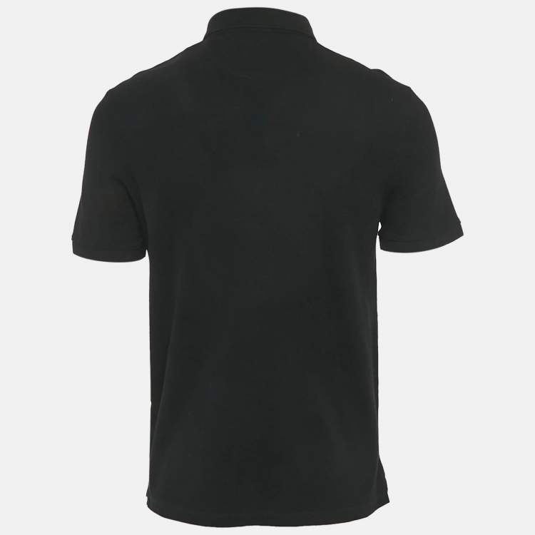 Pre Owned Valentino Black Cotton Logo Embroidered Cotton Polo T-Shirt M