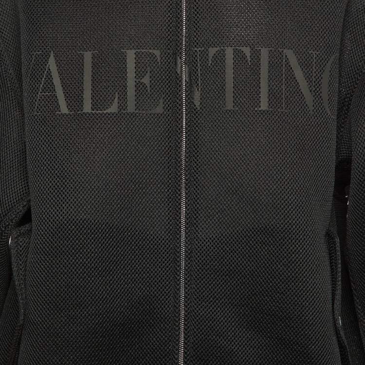 مملوكة مسبقًا جاكيت فالنتينو سحاب شبكي بشعار أسود مقاس وسط