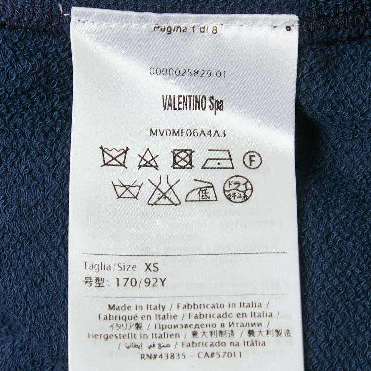 Pre Owned Valentino Blue Beaded Linen Blend Pullover XS