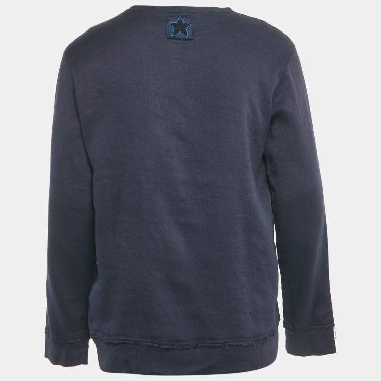 Pre Owned Valentino Blue Beaded Linen Blend Pullover XS